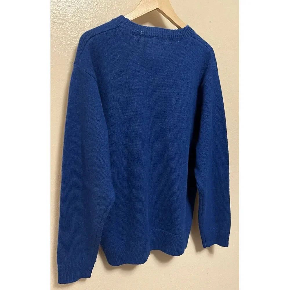 Pendleton Sweater Royal Blue Grandpa 100 Wool Washable Shetland Adult Mens Large
